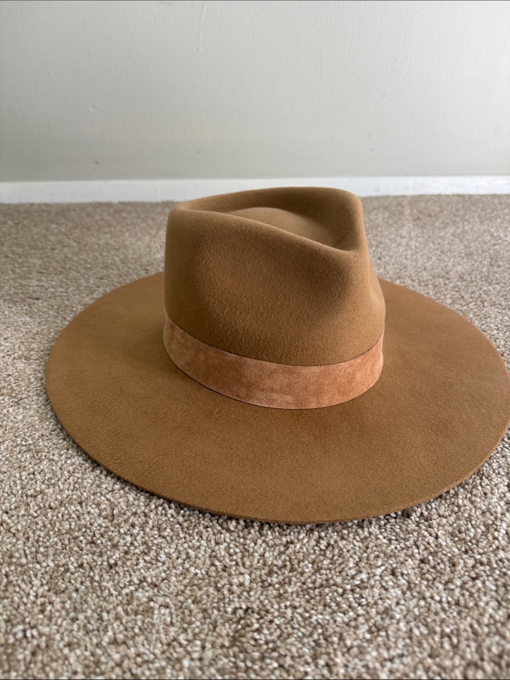 Lack Of Color Wide-Brim Felt Fedora in Cognac Brown